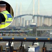 Incident - an image of the Dartford Crossing and an image of a police officer