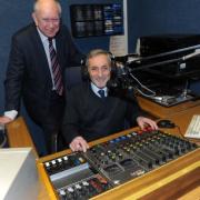Southend Hospital Radio Commentator John Preston (seated) with chairman Ken Merchant