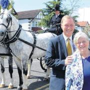 Anne and Sir David campaign in horse and carriage