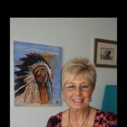 Patricia Fell, who will be exhibiting at the Artistic Creations Exhibitions, with some of her artwork