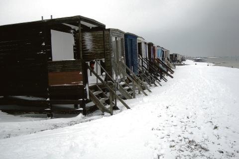 Thorpe Bay beach huits in the snow, by Robert Hart
from shoeburyness
