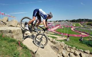 Looking to make use of home advantage - Team GB’s Annie Last tackles the Triple Trouble obstacle during the women’s cross country mountain biking