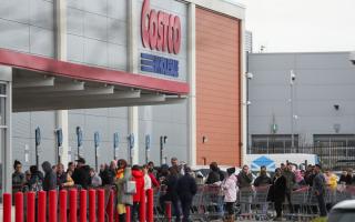 New - customers queueing at Costco in Farnborough
