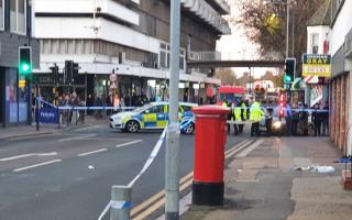 The police cordon in Chichester Road yesterday evening