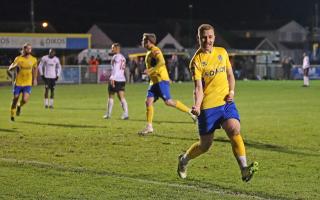 On target - Conor Hubble celebrates scoring for Canvey island