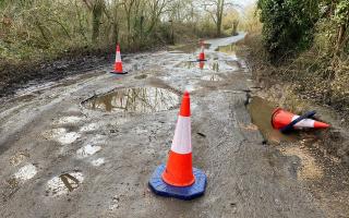 Potholes - a section of Weir Lane in Colchester
