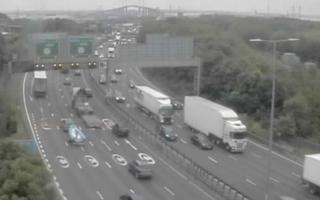 There has been a crash on the QE2 Bridge this morning resulting in the crossing becoming partially blocked.