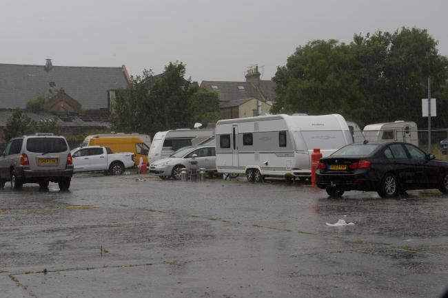 Travellers in car park near the Kursaal on Southchurch Ave behind The Foresters Arms..