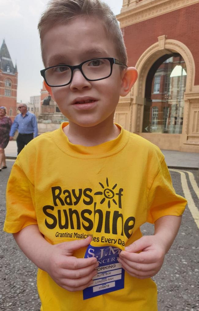 Singer - Callum, who lives with multiple illnesses, outside the Royal Albert Hall where he sang in the Rays of Sunshine Children’s Choir